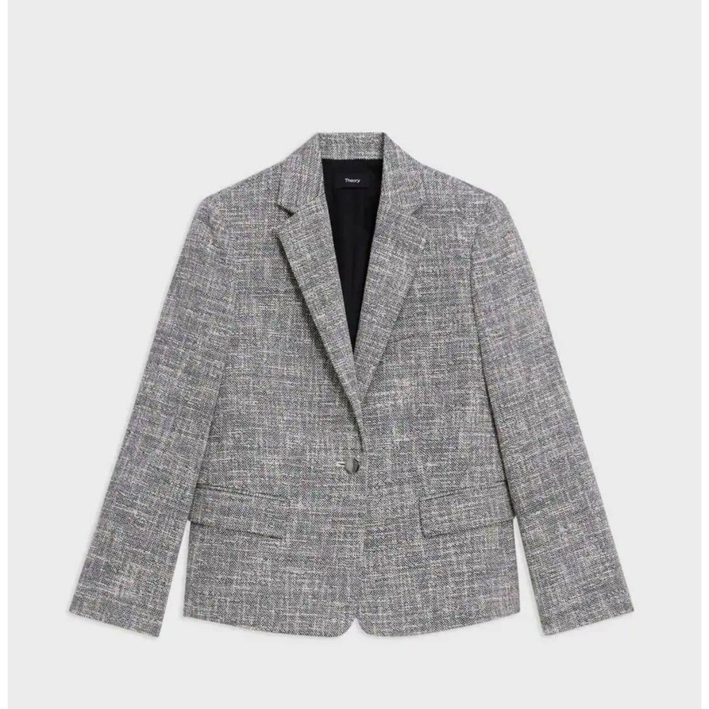 Theory Womens Slim JKT Tweed Canvas Blazer Black White Gray Size 4 O0104120